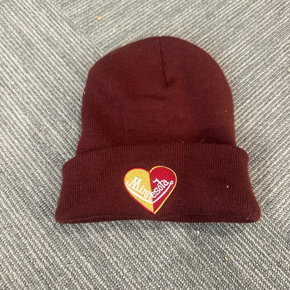 Kids Maroon Heart Beanie